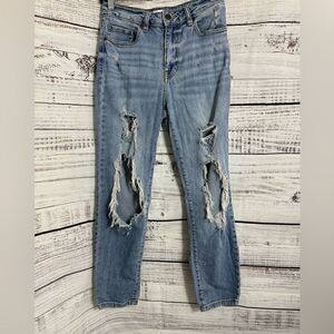 Oasis by eunina jeans Womens size 3 ripped denim Distressed Blue Casual Boho